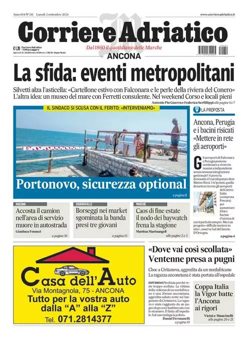 Prima-pagina-corriere adriatico-edizione-di-oggi-02-09-2024